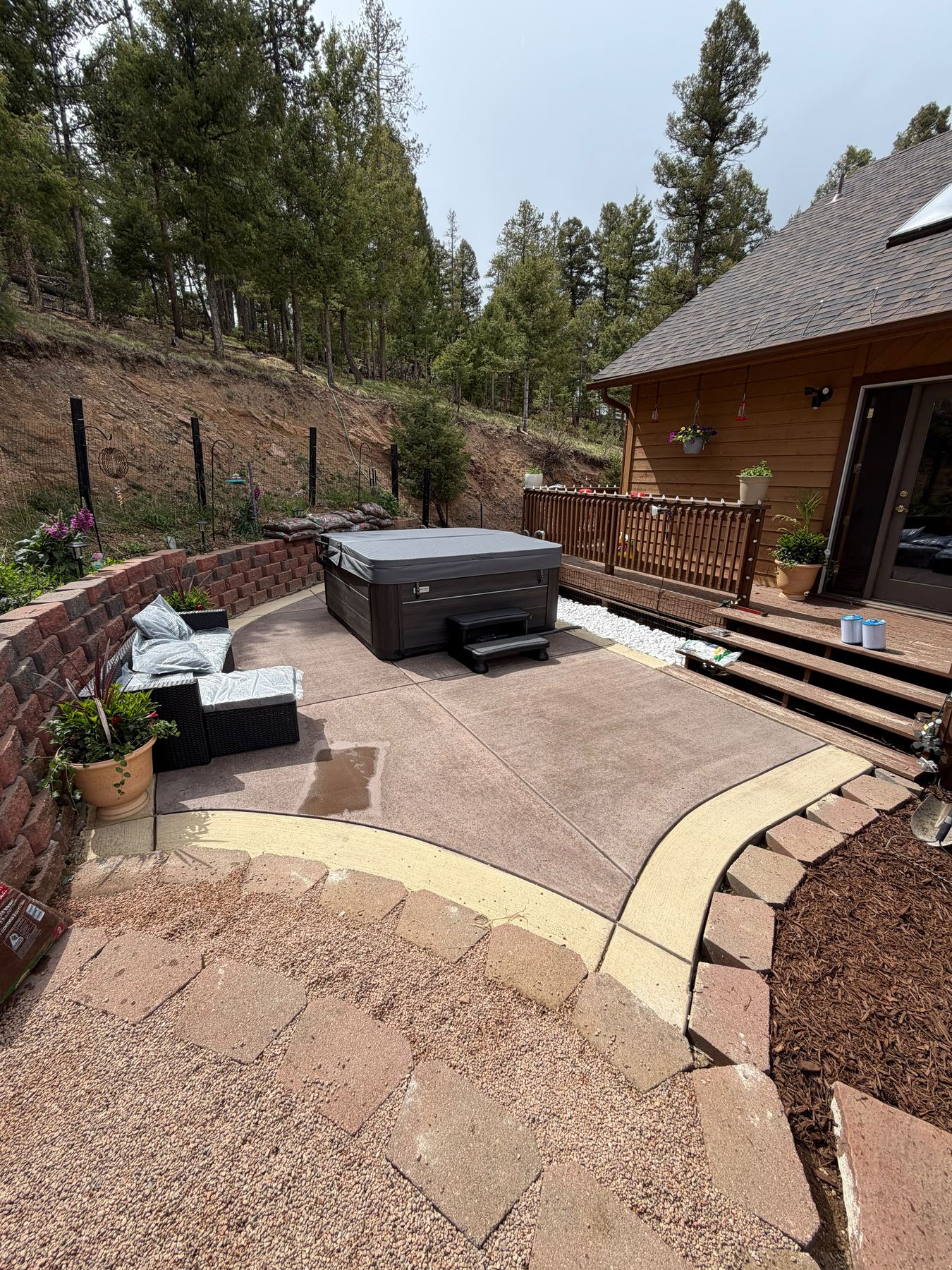 Concrete hot tub pad, Conifer, CO