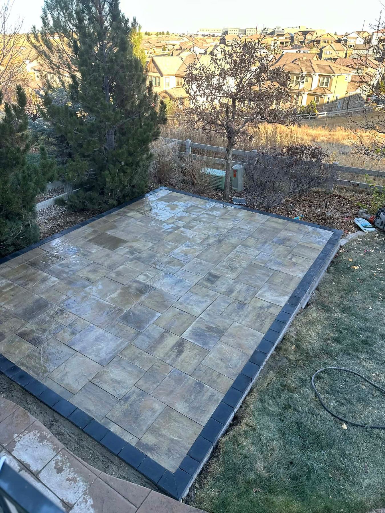 Paver patio with black border, Denver Metro, CO